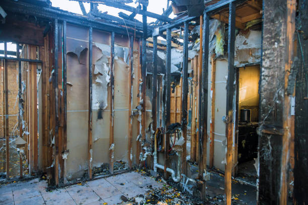 Professional Fire Damage Restoration technician working in Marine City, MI